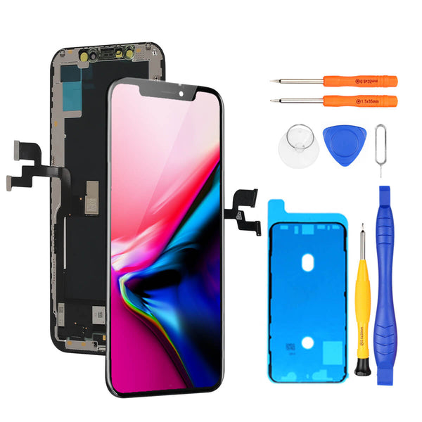 ECRAN LCD POUR IPHONE X/10 RETINA OLED VITRE TACTILE SUR CHASSIS +