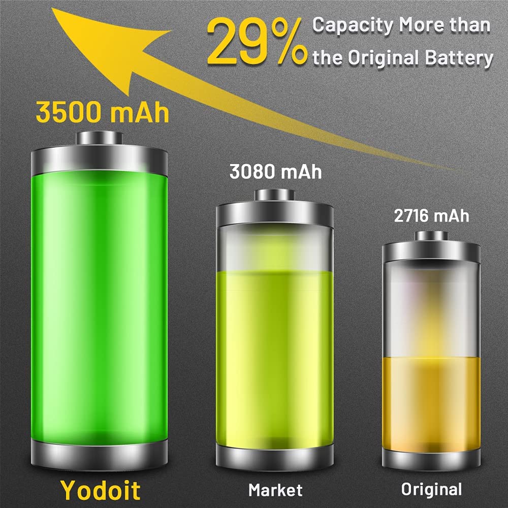 Yodoit Batterie pour iPhone X 3500mAh Haute Capacité 0 Cycle 29% de Plus Que Les Autres Batteries Li-ION Batterie Interne, avec Kit de Réparation - Yodoit