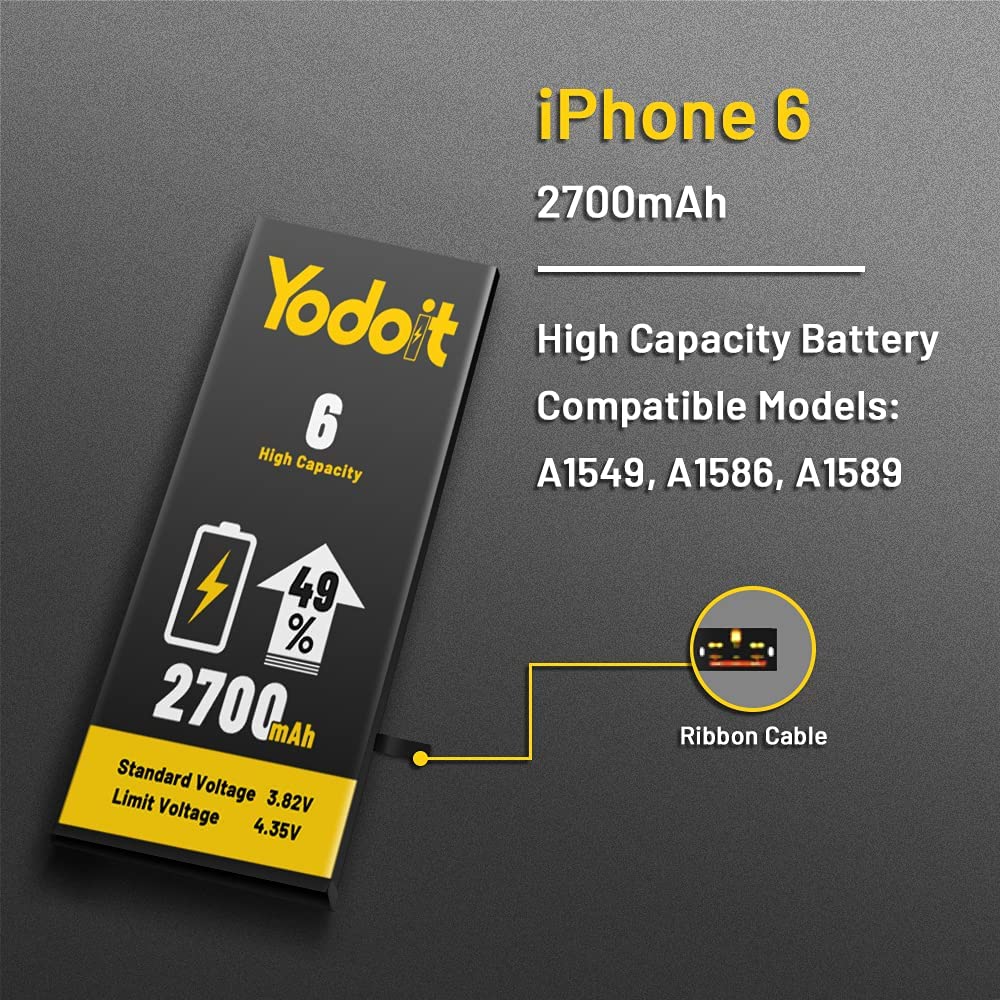 Battery Replacement For Apple iPhone 6 Li-ion 2700mAh Premium High Capacity - Yodoit