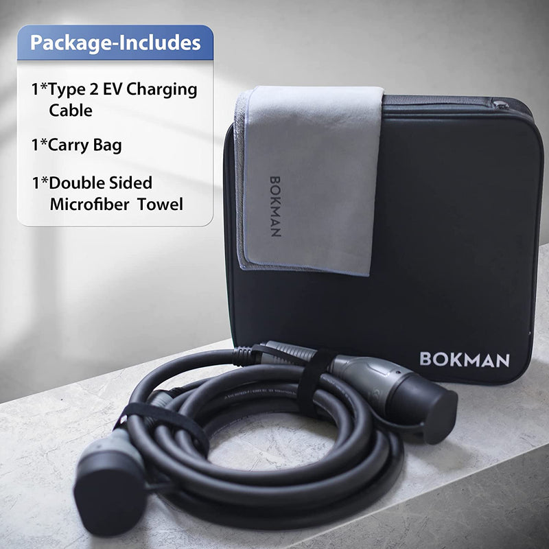 bokman Type 2 Câble de Recharge Voiture Electrique PHEV, Mode 3